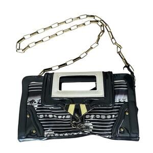 Roberto Cavalli Class NWTs Vintage Black Patent Leather Purse Chain Strap